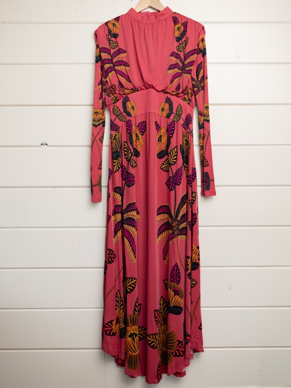 FARM Rio Living Bloom Blush Long Sleeve Maxi Dress | M